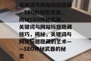 关键词与网站标题隐藏，SEO的秘密武器，揭秘SEO神秘武器，关键词与网站标题隐藏技巧，揭秘，关键词与网站标题隐藏的艺术——SEO神秘武器的秘密