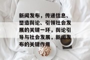 新闻发布，传递信息、塑造舆论、引领社会发展的关键一环，舆论引导与社会发展，新闻发布的关键作用