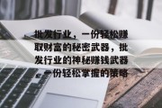 批发行业,一份轻松赚取财富的秘密武器,批发行业的神秘赚钱武器,一份轻松掌握的策略 批发行业,一份轻松赚取财富的秘密武器,批发行业的神秘赚钱武器,一份轻松掌握的策略