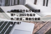 山西临汾什么行业好赚钱?,2022年临汾热门职业,哪些行业前景广阔?
