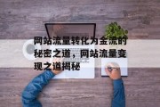 网站流量转化为金流的秘密之道，网站流量变现之道揭秘