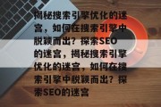 揭秘搜索引擎优化的迷宫，如何在搜索引擎中脱颖而出？探索SEO的迷宫，揭秘搜索引擎优化的迷宫，如何在搜索引擎中脱颖而出？探索SEO的迷宫