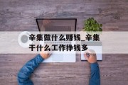 辛集做什么赚钱_辛集干什么工作挣钱多