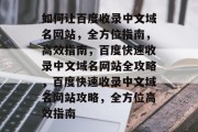如何让百度收录中文域名网站，全方位指南，高效指南，百度快速收录中文域名网站全攻略，百度快速收录中文域名网站攻略，全方位高效指南