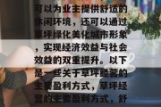 草坪经营是一项多元化、多样化的行业，不仅可以为业主提供舒适的休闲环境，还可以通过草坪绿化美化城市形象，实现经济效益与社会效益的双重提升。以下是一些关于草坪经营的主要盈利方式，草坪经营的主要盈利方式，舒适环境和城市形象的塑造