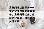 企业网站优化服务——推动企业发展的重要推手，企业网站优化，推动企业发展不可或缺的关键工具