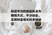 投资平沙的创业机会与赚钱方式,平沙创业,实现财富增长的多种途径