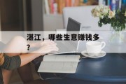 湛江，哪些生意赚钱多？