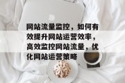 网站流量监控，如何有效提升网站运营效率，高效监控网站流量，优化网站运营策略
