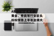 A股利好密集来袭  黄金、券商等行业巨头纷纷预告上半年业绩大涨