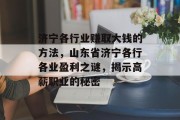 济宁各行业赚取大钱的方法,山东省济宁各行各业盈利之谜,揭示高薪职业的秘密