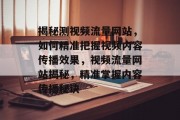 揭秘测视频流量网站，如何精准把握视频内容传播效果，视频流量网站揭秘，精准掌握内容传播秘诀
