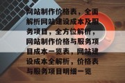 网站制作价格表，全面解析网站建设成本及服务项目，全方位解析，网站制作价格与服务项目成本一览表，网站建设成本全解析，价格表与服务项目明细一览
