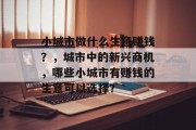 小城市做什么生意赚钱?,城市中的新兴商机,哪些小城市有赚钱的生意可以选择?