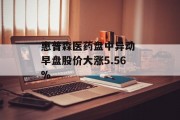 惠普森医药盘中异动 早盘股价大涨5.56%