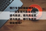哪行生意好做能赚钱?——探索现代商业的机遇与挑战,现代商业机遇与挑战,哪行生意好做能赚钱? 哪行生意好做能赚钱?——探索现代商业的机遇与挑战,现代商业机遇与挑战,哪行生意好做能赚钱?