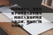 揭秘网络红人，那些热衷于讲明星八卦的账号，网络红人背后的明星八卦江湖，揭秘热门账号揭秘记