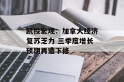 凯投宏观：加拿大经济复苏乏力 三季度增长预期再遭下修