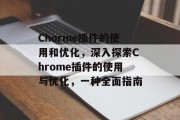 Chorme插件的使用和优化，深入探索Chrome插件的使用与优化，一种全面指南