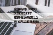 奇德新材(300995.SZ)2023年度拟每10股派1.2元 6月13日除权除息
