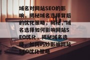 域名对网站SEO的影响，揭秘域名选择背后的优化策略，揭秘，域名选择如何影响网站SEO优化，揭秘域名选择，如何巧妙影响网站SEO优化策略