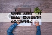 硅谷做什么赚钱？，科技创业，硅谷的热门行业及其盈利模式