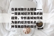 在县域做什么赚钱——一窥县域经济发展的新趋势，分析县城如何成为新的经济增长点，一种发展趋势的探讨