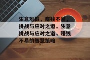 生意难做,赚钱不易,挑战与应对之道,生意挑战与应对之道,赚钱不易的智慧策略 生意难做,赚钱不易,挑战与应对之道,生意挑战与应对之道,赚钱不易的智慧策略