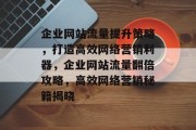 企业网站流量提升策略，打造高效网络营销利器，企业网站流量翻倍攻略，高效网络营销秘籍揭晓
