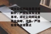 湖北公司网站备案流程解析，严格程度及注意事项，湖北公司网站备案全攻略，流程、严格程度与关键要点