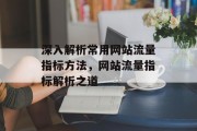 深入解析常用网站流量指标方法，网站流量指标解析之道
