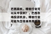 巴西商机，哪些行业可以从中获利？，巴西市场投资机会，哪些行业可能为您带来丰厚回报？