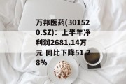 万邦医药(301520.SZ)：上半年净利润2681.14万元 同比下降51.28%