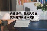 农业银行：首席风险官武刚因到龄退休离任