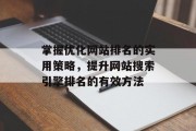 掌握优化网站排名的实用策略，提升网站搜索引擎排名的有效方法