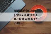 希玛医疗(03309)7月17日耗资约30.3万港元回购17万股