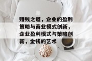 赚钱之道，企业的盈利策略与商业模式创新，企业盈利模式与策略创新，金钱的艺术