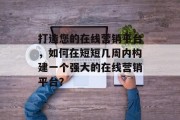 打造您的在线营销平台，如何在短短几周内构建一个强大的在线营销平台？