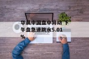 华晨中国盘中异动 下午盘急速跳水5.01%