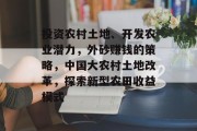 投资农村土地、开发农业潜力，外砂赚钱的策略，中国大农村土地改革，探索新型农田收益模式
