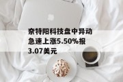 奈特阳科技盘中异动 急速上涨5.50%报3.07美元