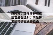 做网站，选择哪种编程语言最合适？，网站开发编程语言选择指南