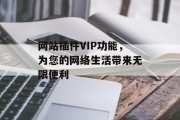 网站插件VIP功能，为您的网络生活带来无限便利
