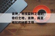 青神,寻找盈利之道的奇幻之地,青神,商业崛起的秘密之地