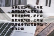 深耕行业多年，上海企业网站制作公司助力企业数字化转型，助力企业数字化转型，上海深耕行业多年的专业网站制作公司