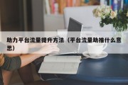 助力平台流量提升方法（平台流量助推什么意思）