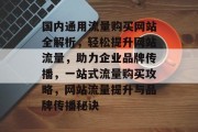 国内通用流量购买网站全解析，轻松提升网站流量，助力企业品牌传播，一站式流量购买攻略，网站流量提升与品牌传播秘诀