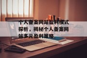 个人备案网站盈利模式探析，揭秘个人备案网站多元盈利策略