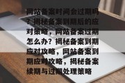 网站备案时间会过期吗？揭秘备案到期后的应对策略，网站备案过期怎么办？揭秘备案到期应对攻略，网站备案到期应对攻略，揭秘备案续期与过期处理策略