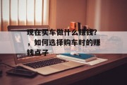 现在买车做什么赚钱?,如何选择购车时的赚钱点子 现在买车做什么赚钱?,如何选择购车时的赚钱点子